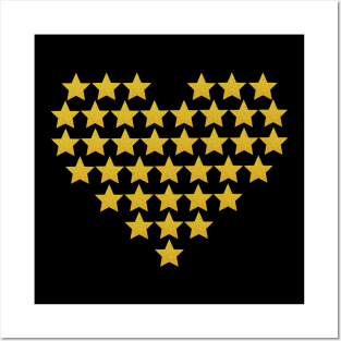 Gold stars in heart shape Posters and Art